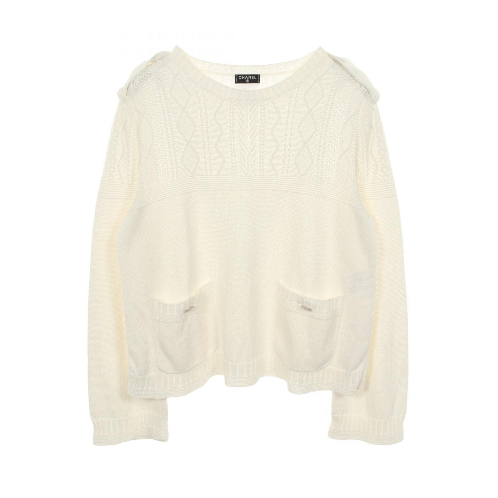 Chanel Knit CC Logo Button Cotton Sweater
