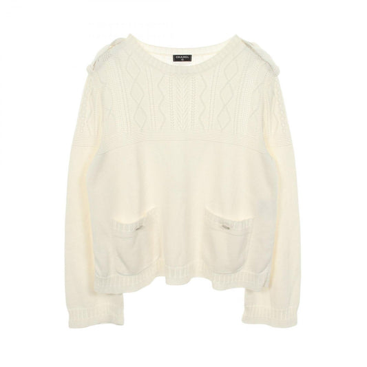 Chanel Knit CC Logo Button Cotton Sweater
