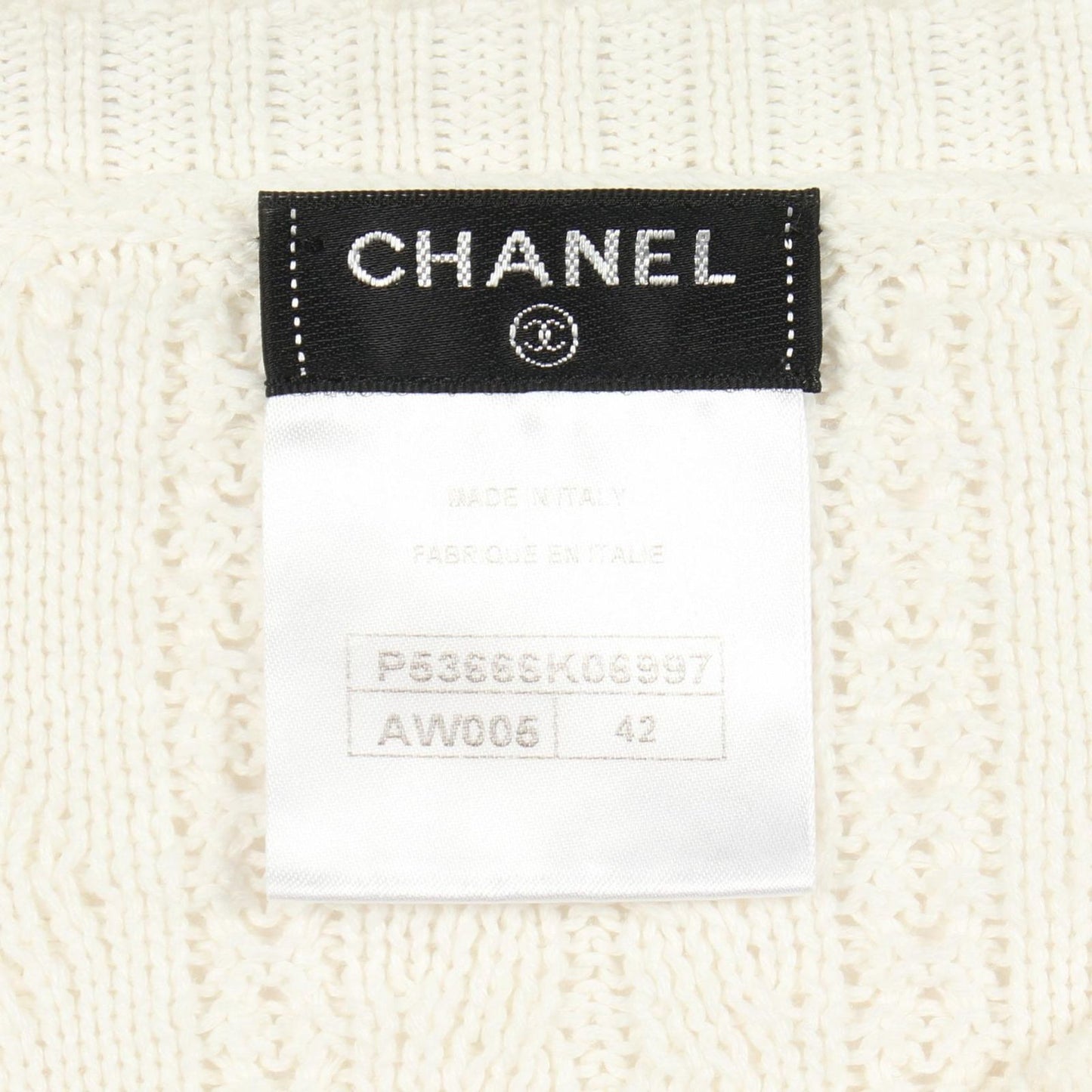 Chanel Knit CC Logo Button Cotton Sweater — view 3