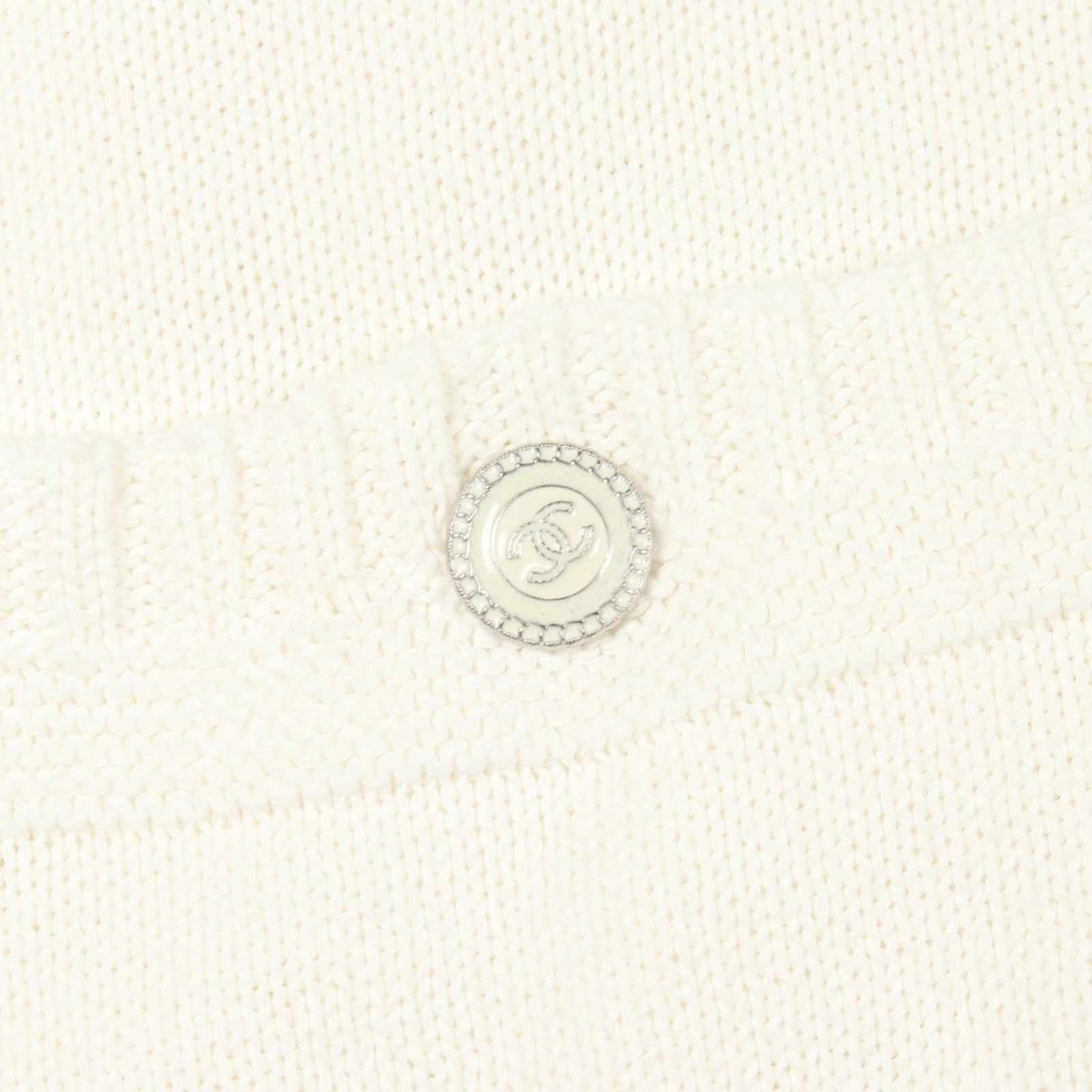 Chanel Knit CC Logo Button Cotton Sweater — view 8