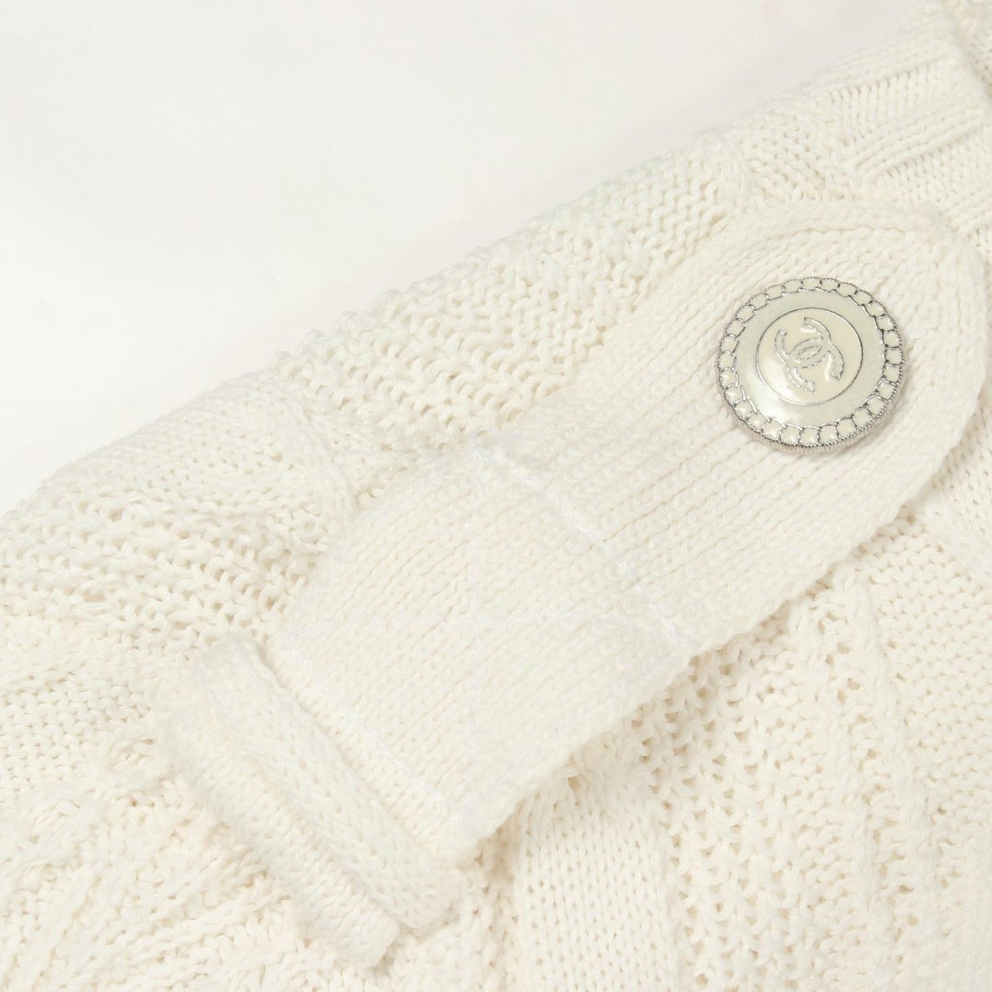 Chanel Knit CC Logo Button Cotton Sweater — view 6