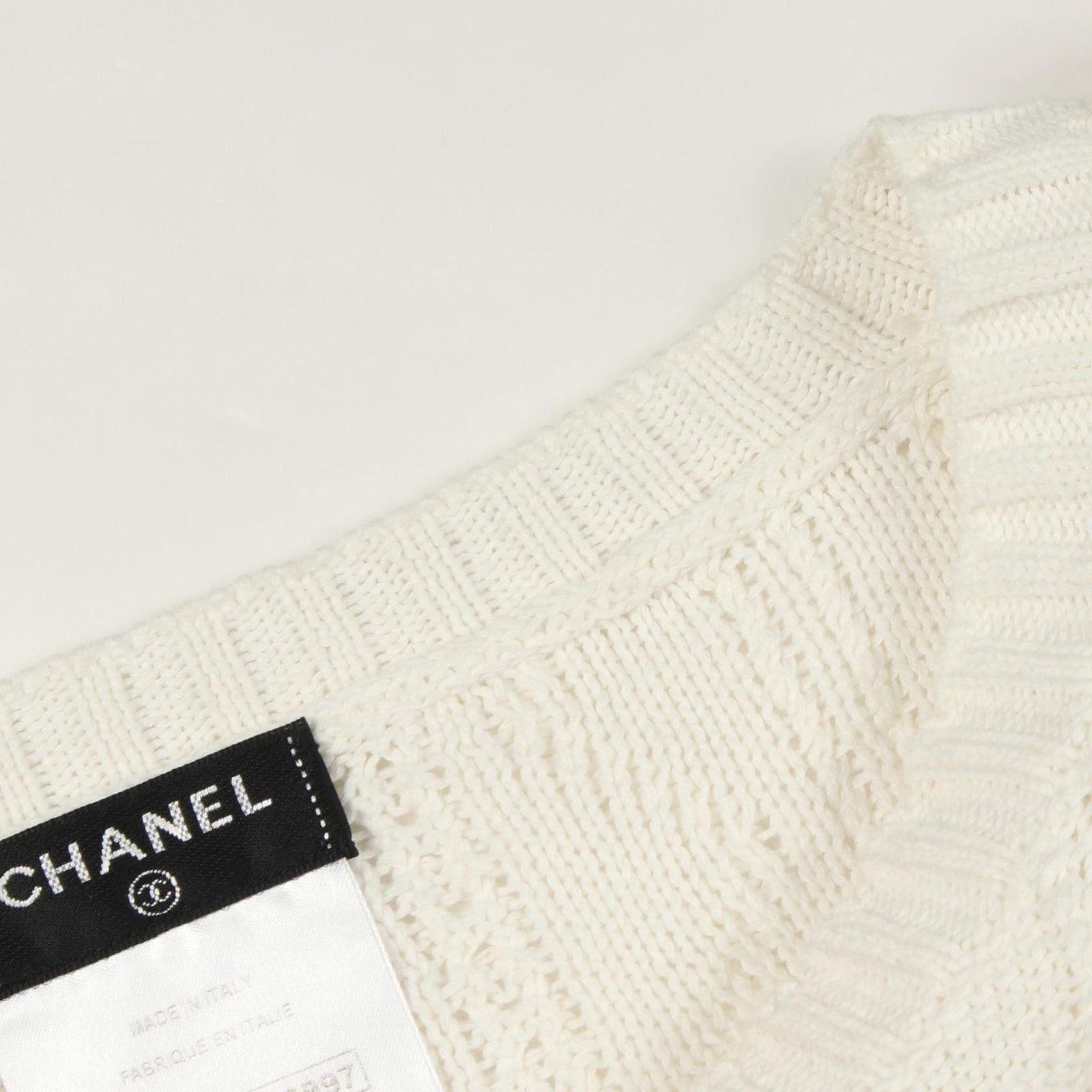 Chanel Knit CC Logo Button Cotton Sweater — view 5