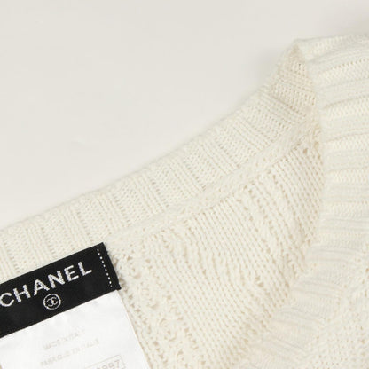 Chanel Knit CC Logo Button Cotton Sweater — view 5