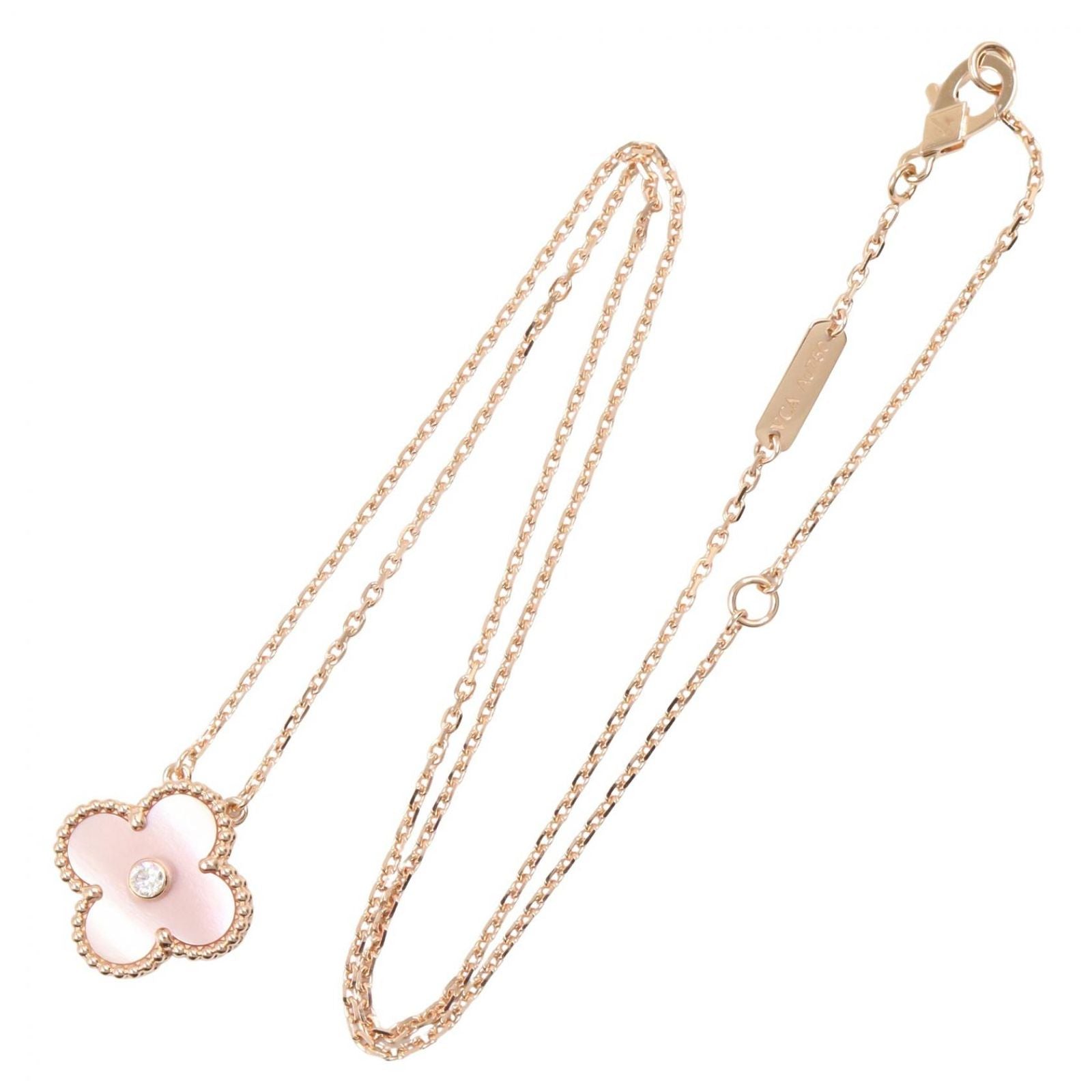 Van Cleef & Arpels Necklace Vintage Alhambra 37 41.5 cm 18k Pink Gold Diamond — view 2