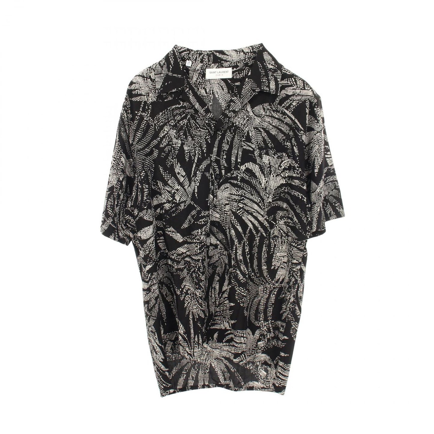 Saint Laurent Paris Leaf Pattern Short Sleeve Rayon Shirt