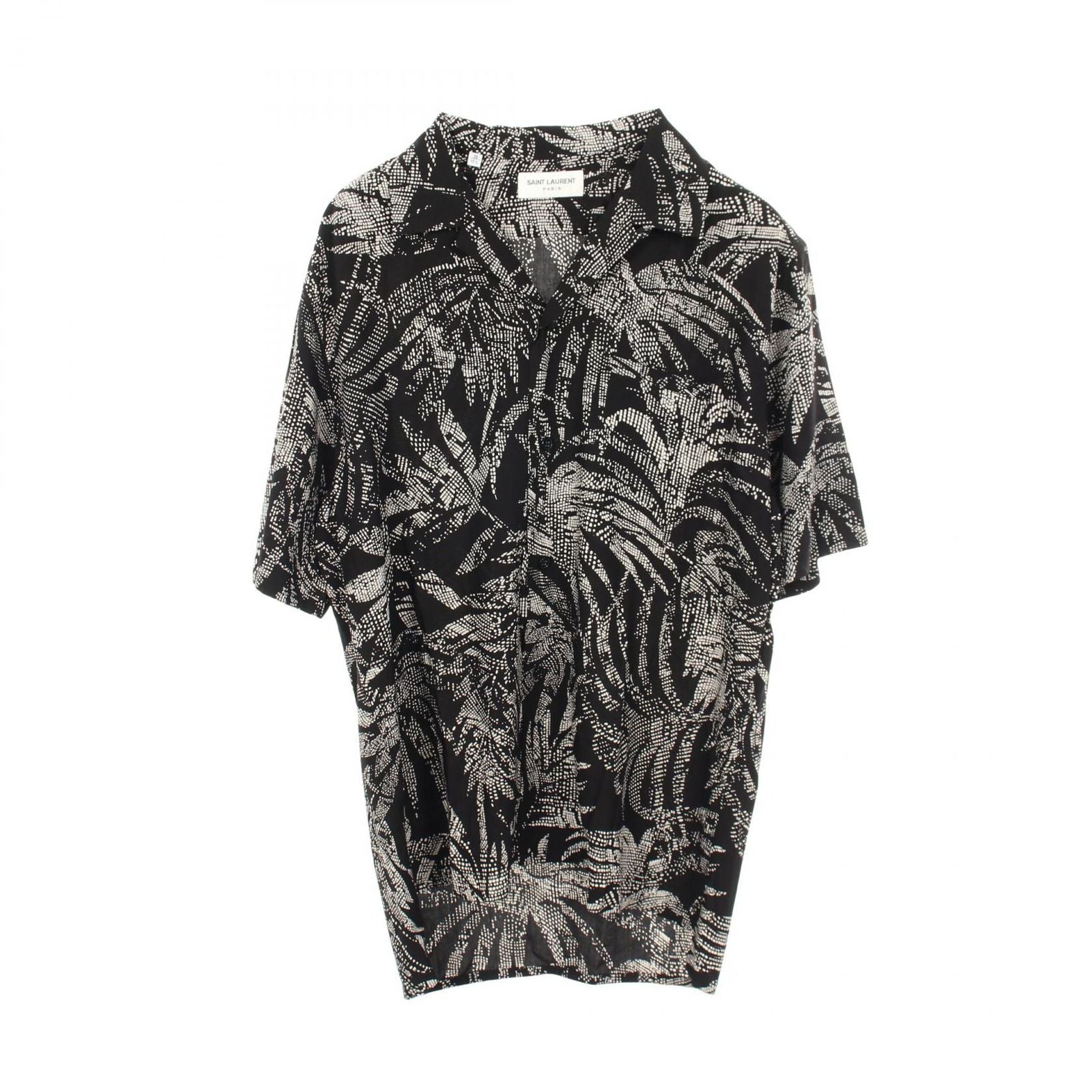 Saint Laurent Paris Leaf Pattern Short Sleeve Rayon Shirt