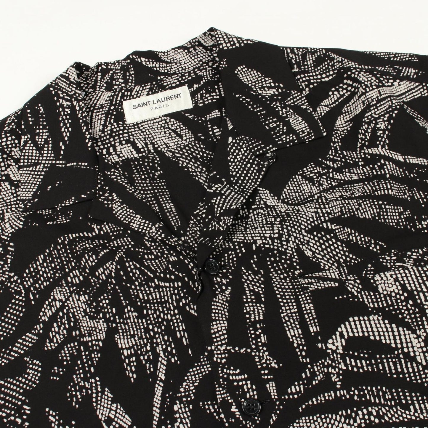 Saint Laurent Paris Leaf Pattern Short Sleeve Rayon Shirt — view 6