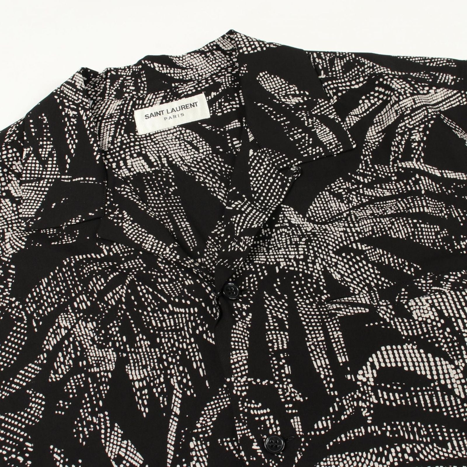 Saint Laurent Paris Leaf Pattern Short Sleeve Rayon Shirt — view 6