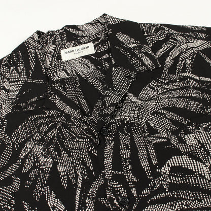 Saint Laurent Paris Leaf Pattern Short Sleeve Rayon Shirt — view 6