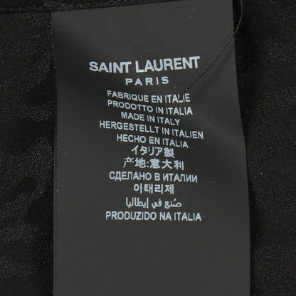 Saint Laurent Paris Leopard All Over Pattern Long Sleeve Silk Shirt — view 5