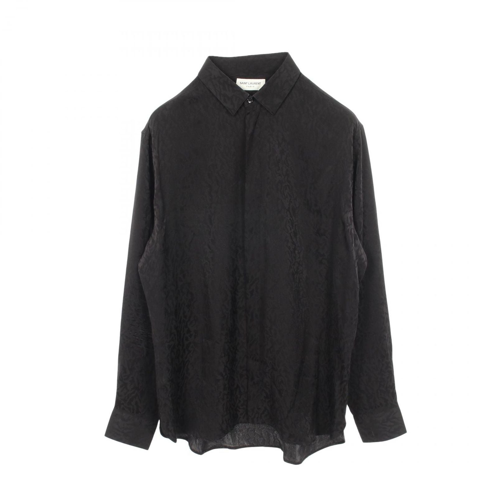 Saint Laurent Paris Leopard All Over Pattern Long Sleeve Silk Shirt
