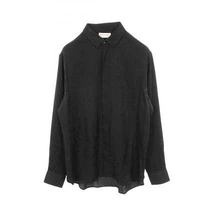 Saint Laurent Paris Leopard All Over Pattern Long Sleeve Silk Shirt