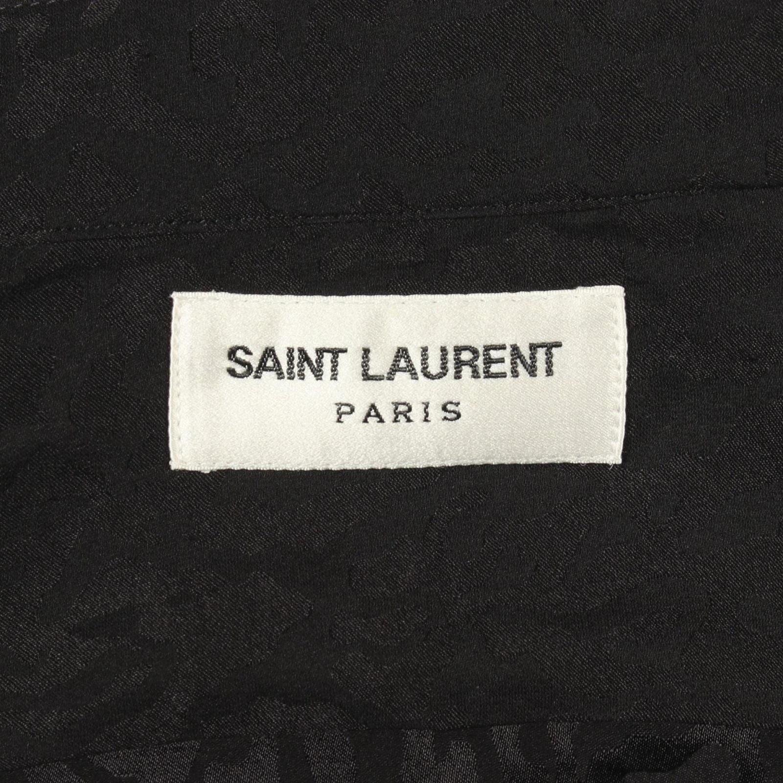 Saint Laurent Paris Leopard All Over Pattern Long Sleeve Silk Shirt — view 3