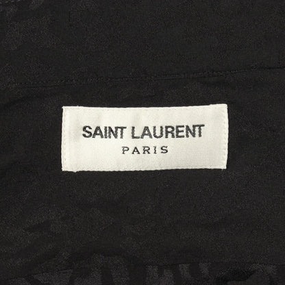 Saint Laurent Paris Leopard All Over Pattern Long Sleeve Silk Shirt — view 3