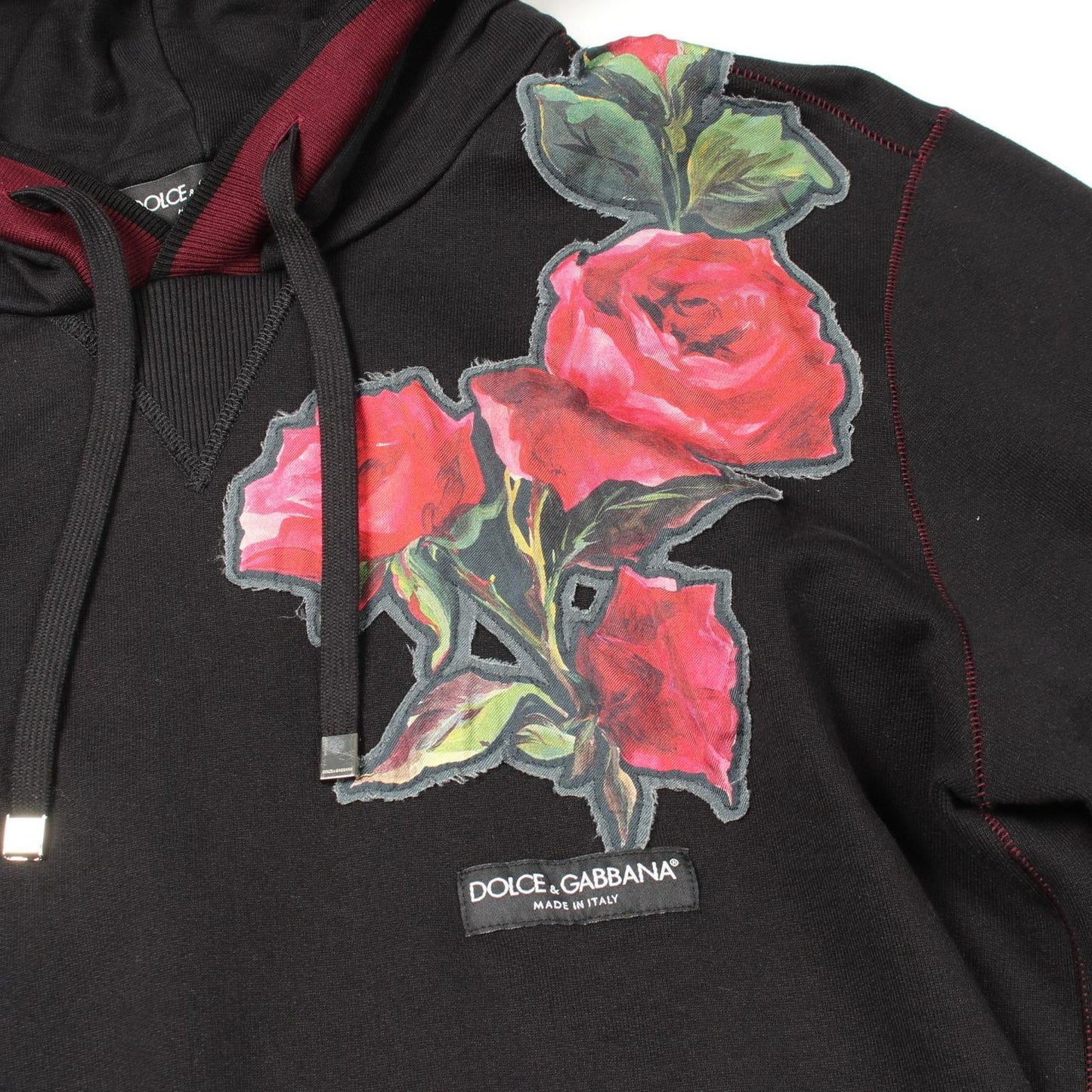 Dolce & Gabbana Hoodie Rose Patch Cotton — view 7