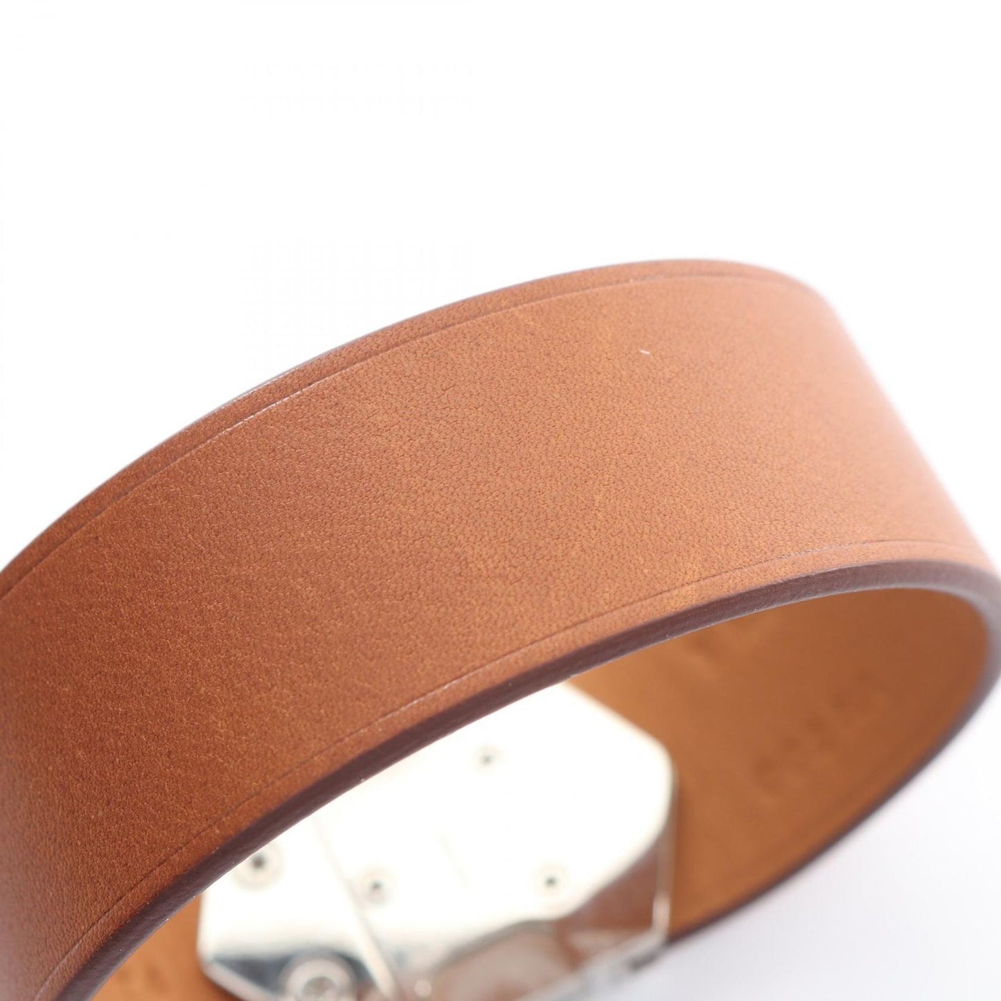 Hermes Bangle Super Brown Silver Stainless Steel Leather Bracelet — view 7