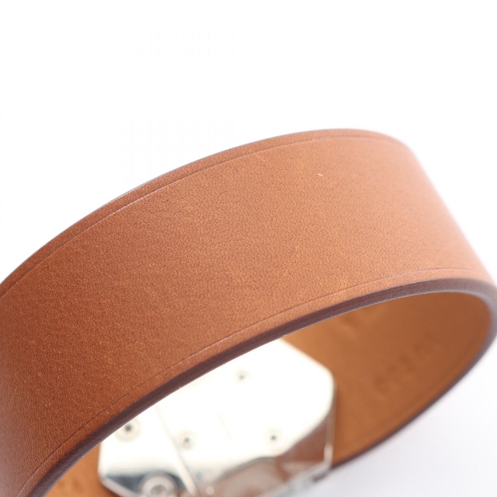 Hermes Bangle Super Brown Silver Stainless Steel Leather Bracelet — view 7