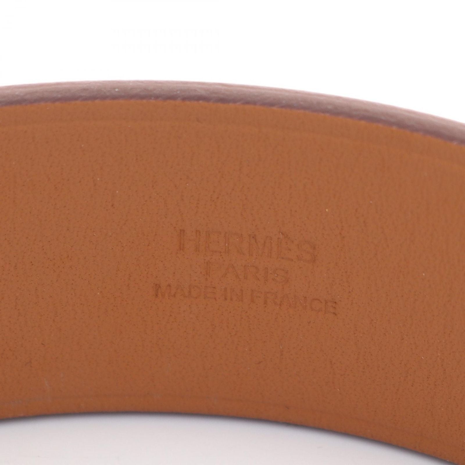 Hermes Bangle Super Brown Silver Stainless Steel Leather Bracelet — view 4