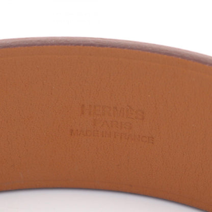 Hermes Bangle Super Brown Silver Stainless Steel Leather Bracelet — view 4
