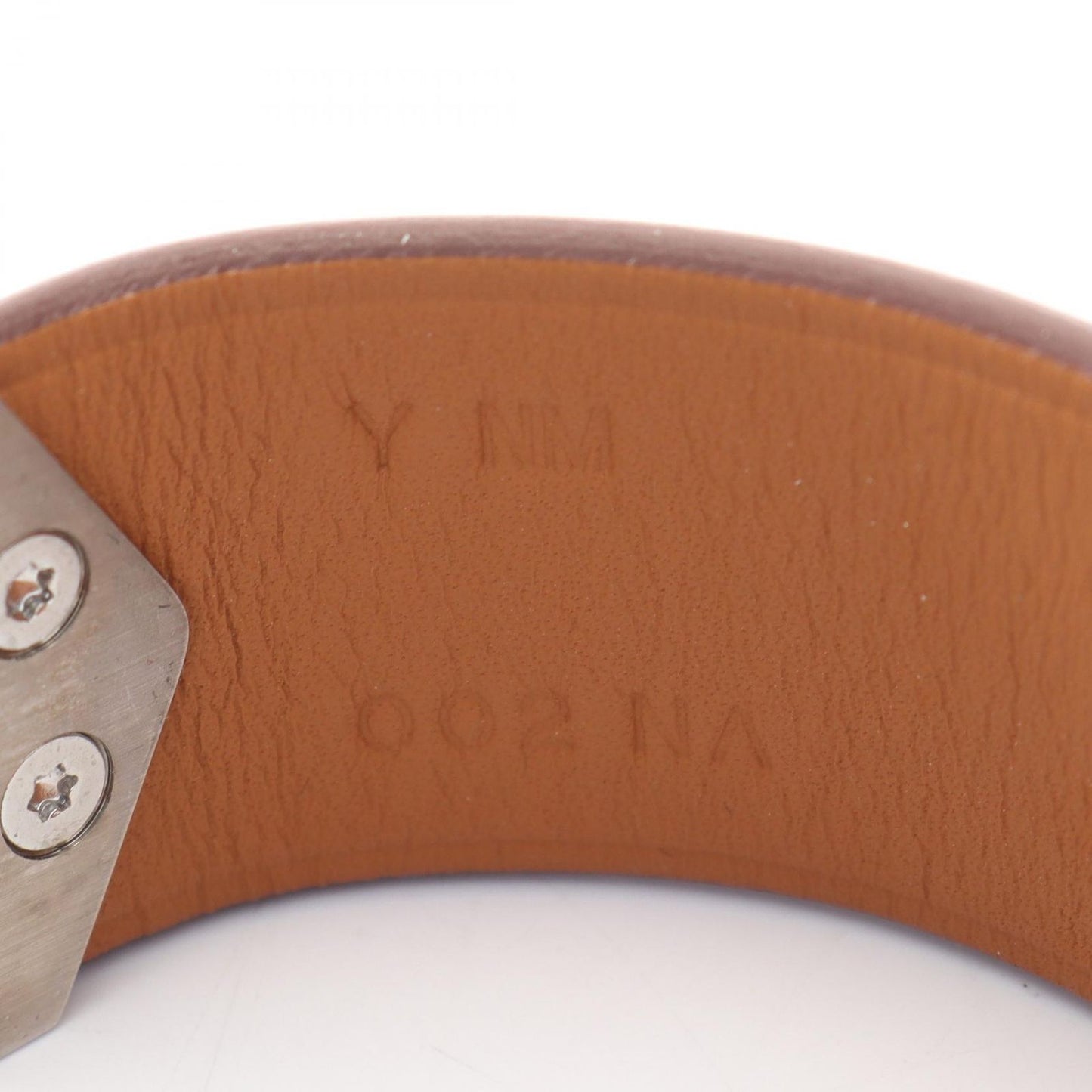Hermes Bangle Super Brown Silver Stainless Steel Leather Bracelet — view 5