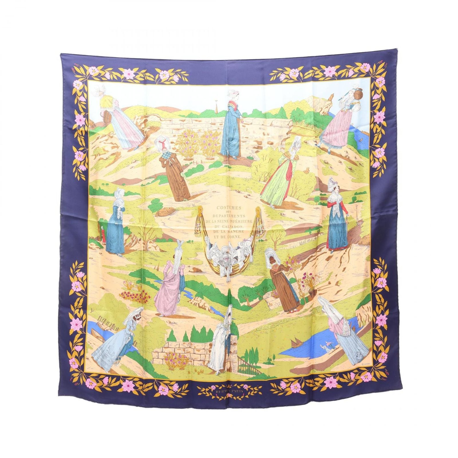 Hermes Scarf Carre 90 Costumes Civils Actuels Silk