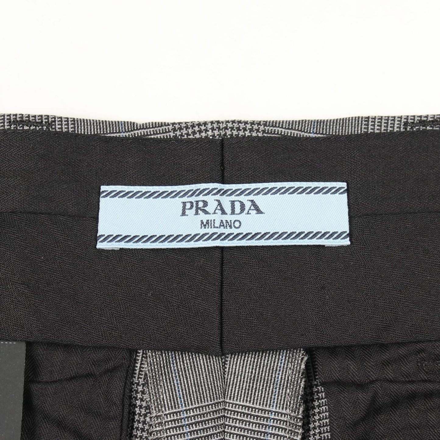 Prada Pants Glen Check Shorts Gray Wool Cotton — view 3
