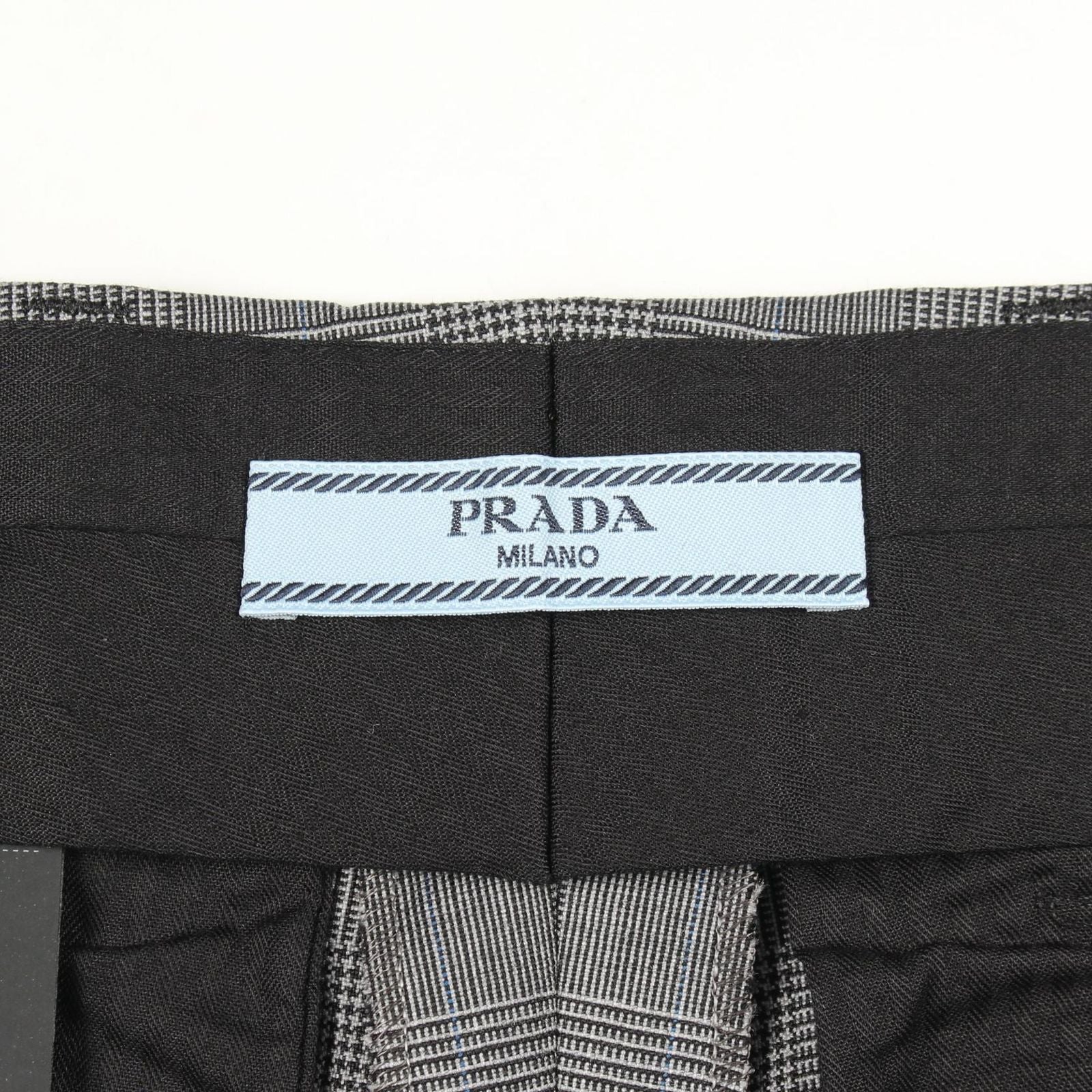 Prada Pants Glen Check Shorts Gray Wool Cotton — view 3