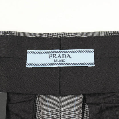 Prada Pants Glen Check Shorts Gray Wool Cotton — view 3