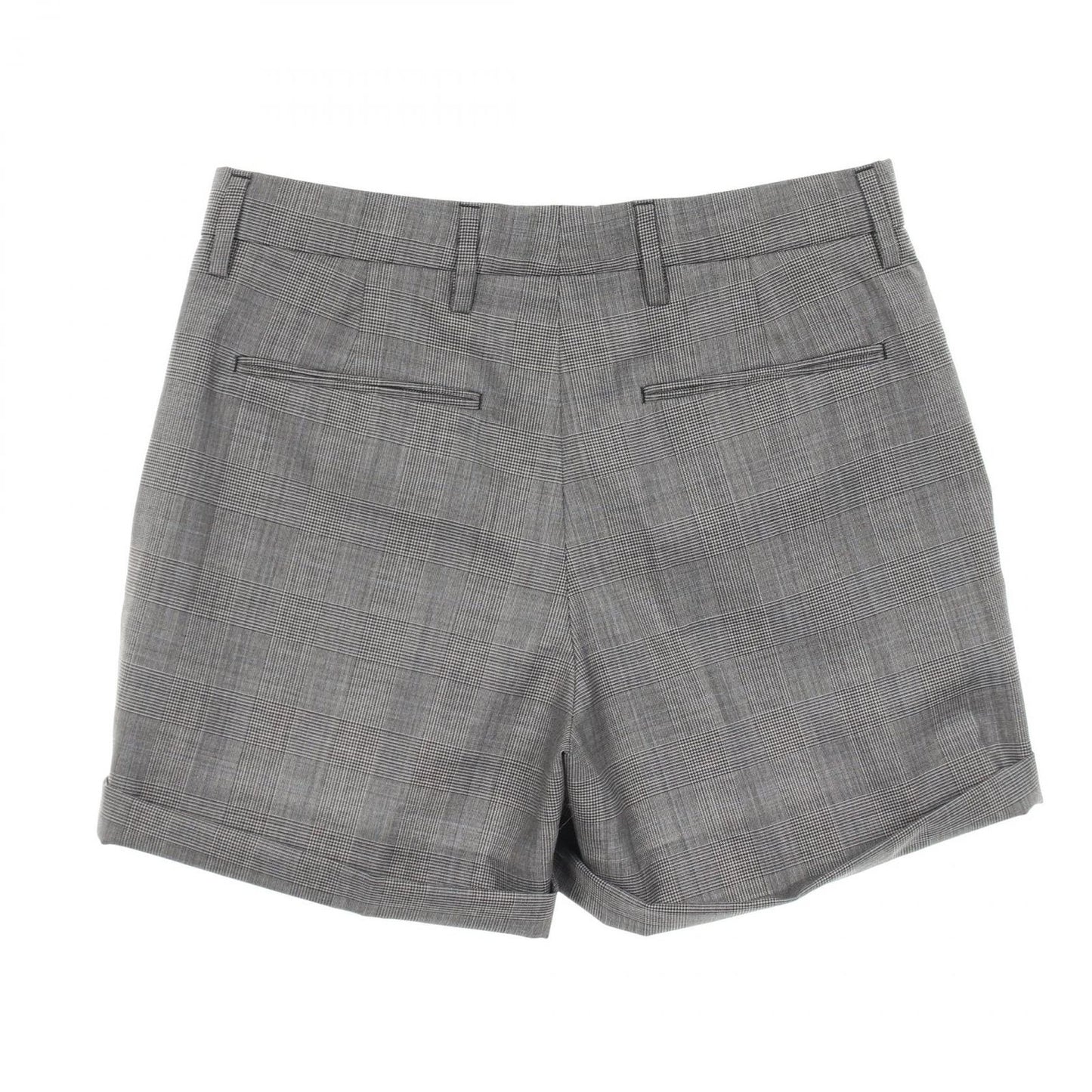 Prada Pants Glen Check Shorts Gray Wool Cotton — view 2