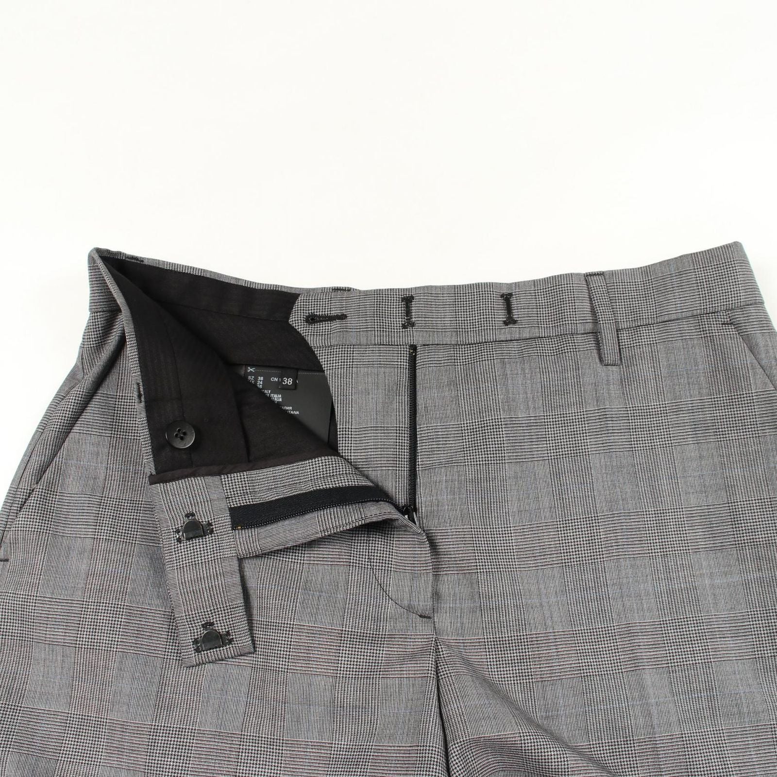 Prada Pants Glen Check Shorts Gray Wool Cotton — view 6