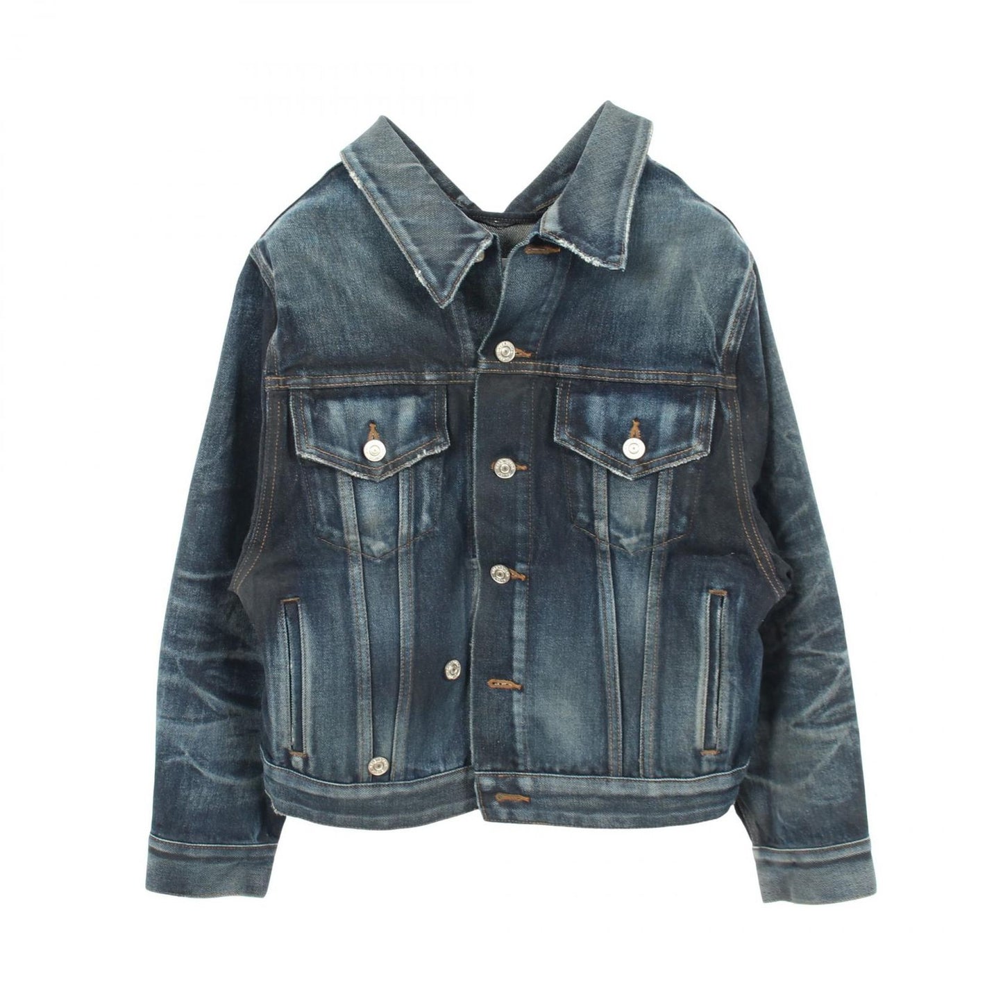 Balenciaga Denim Jacket Distressed Vintage Wash Indigo Blue