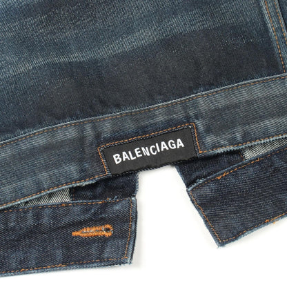 Balenciaga Denim Jacket Distressed Vintage Wash Indigo Blue — view 8