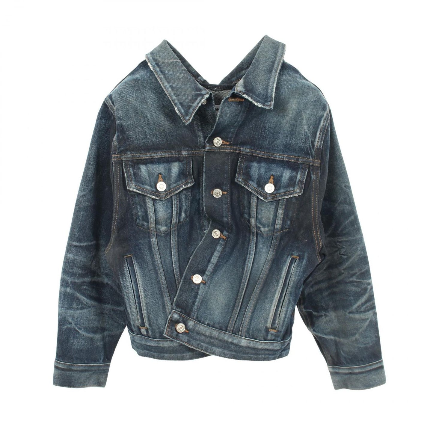 Balenciaga Denim Jacket Distressed Vintage Wash Indigo Blue — view 3