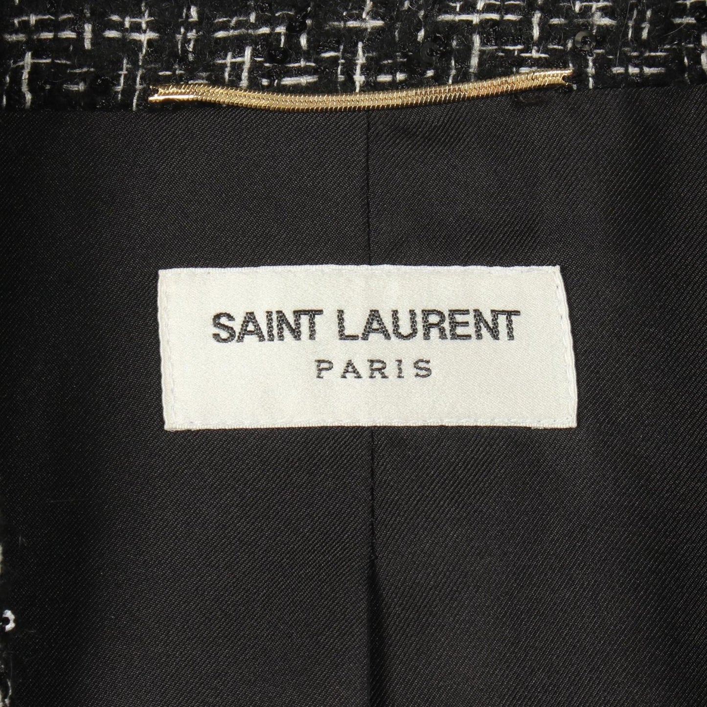Saint Laurent Paris Tweed Sequin Black Jacket — view 3