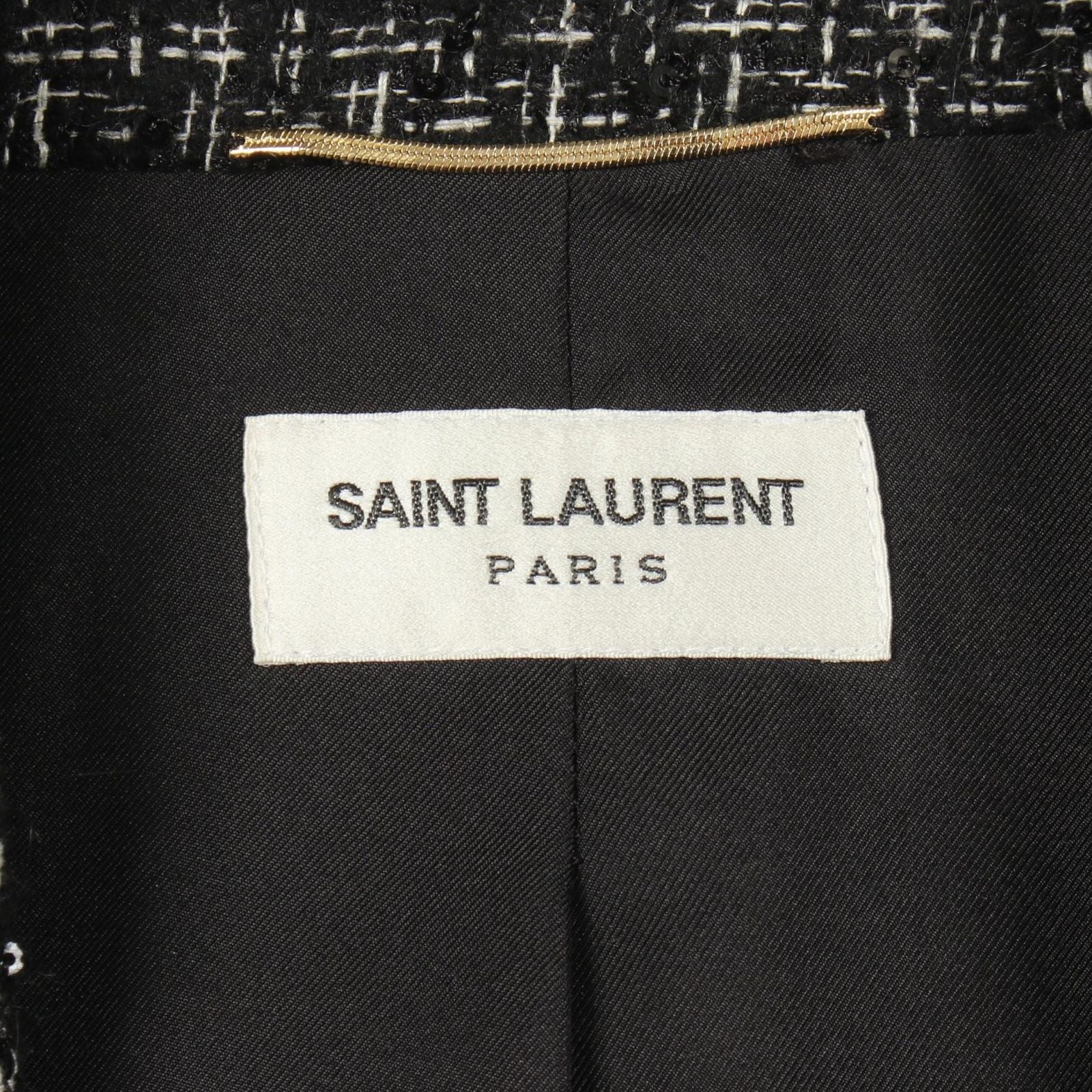 Saint Laurent Paris Tweed Sequin Black Jacket — view 3