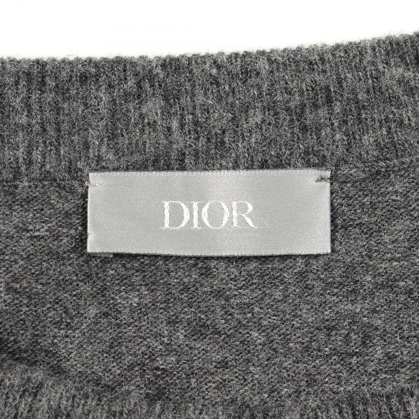 Dior Knit Judy Blame Logo Embroidery Gray Wool Sweater — view 3
