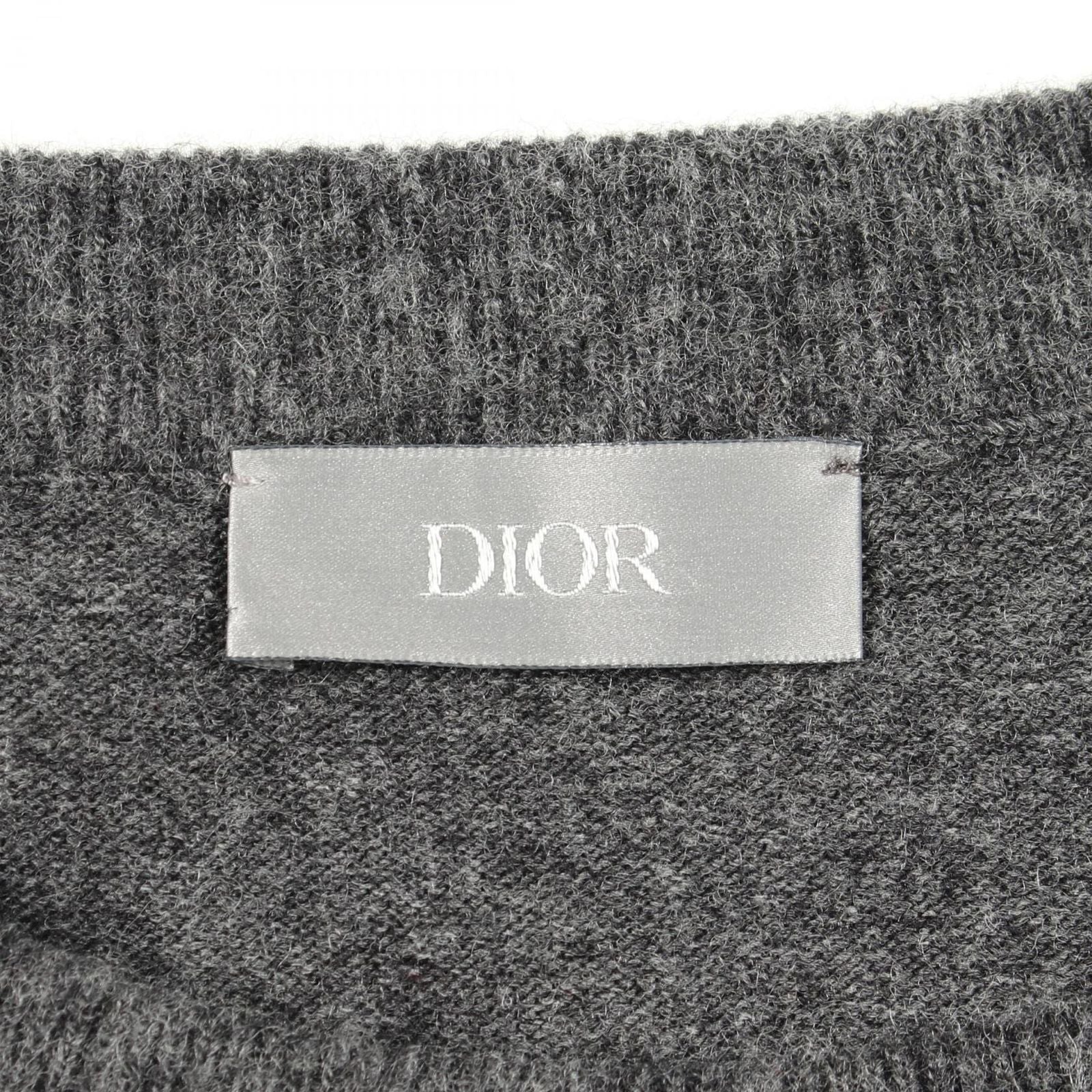 Dior Knit Judy Blame Logo Embroidery Gray Wool Sweater — view 3