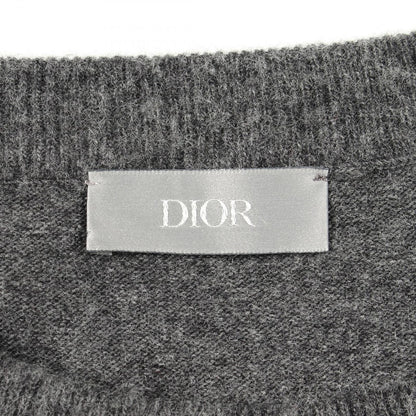 Dior Knit Judy Blame Logo Embroidery Gray Wool Sweater — view 3