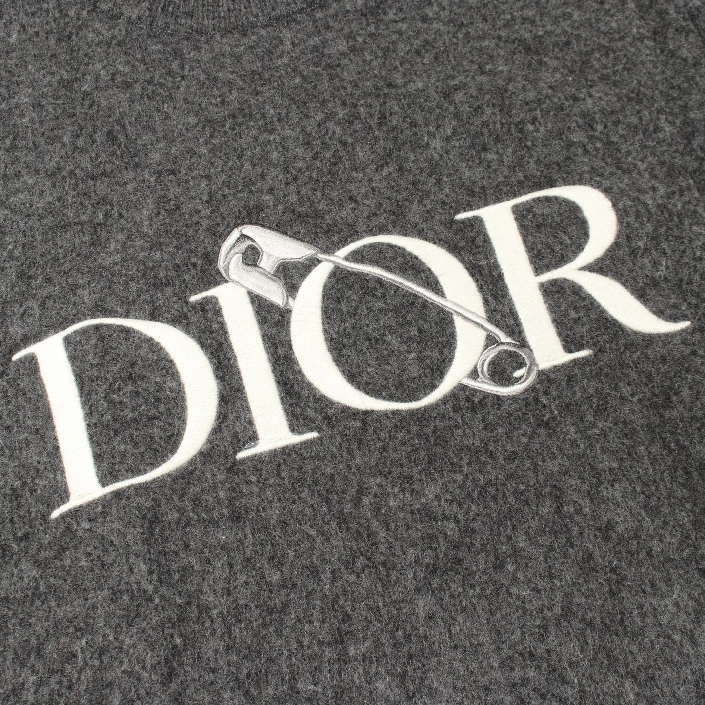Dior Knit Judy Blame Logo Embroidery Gray Wool Sweater — view 7