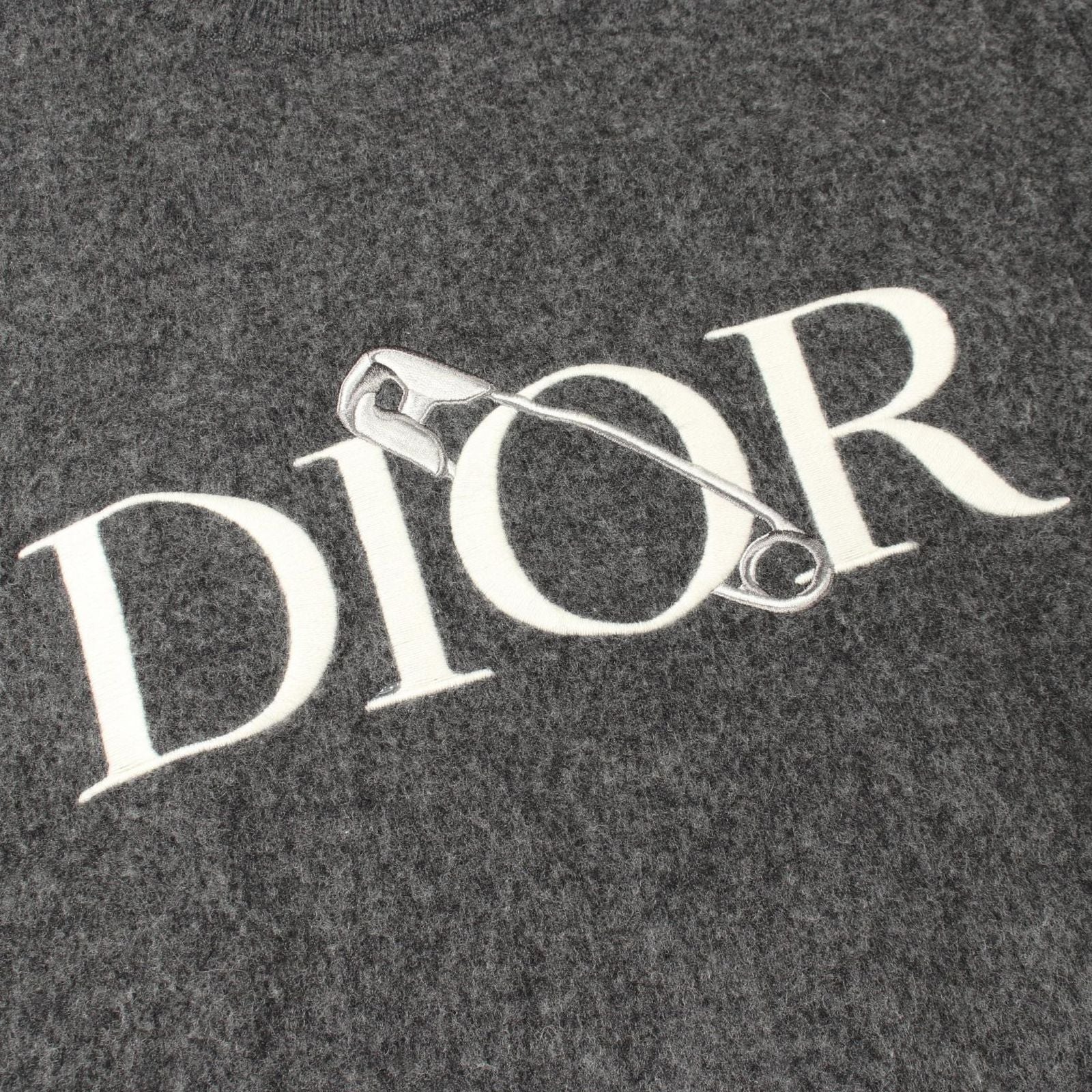 Dior Knit Judy Blame Logo Embroidery Gray Wool Sweater — view 7