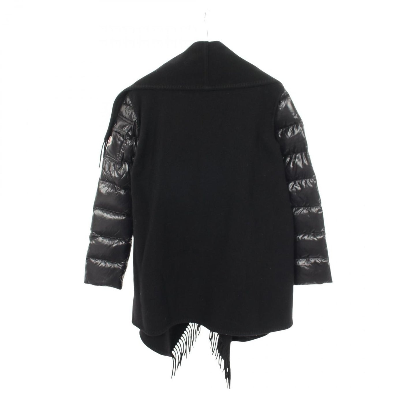 Moncler Down Jacket Mantella Poncho Cape Contrast Black Wool Nylon — view 2