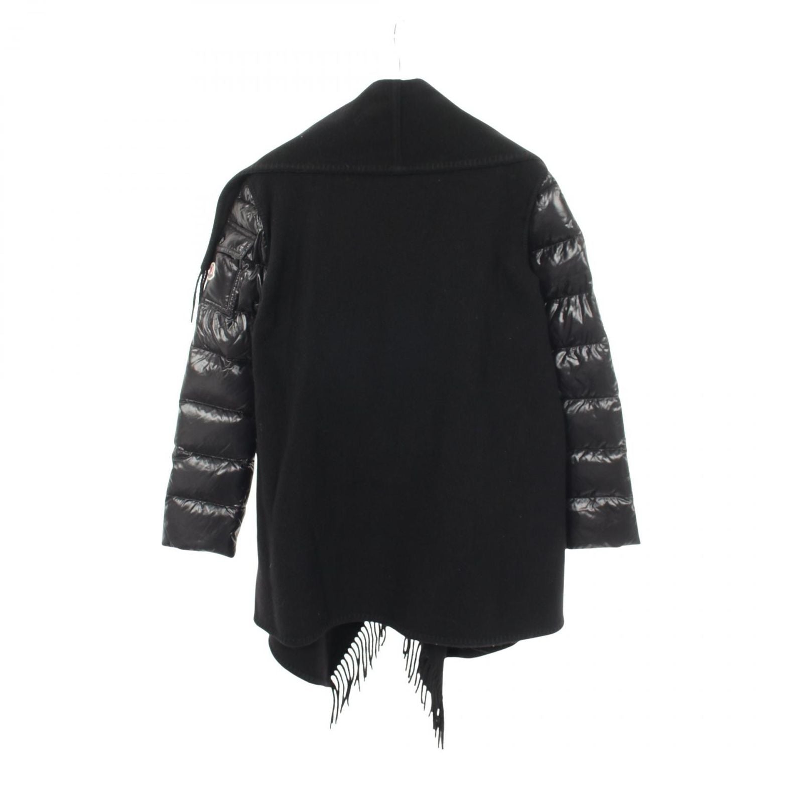Moncler Down Jacket Mantella Poncho Cape Contrast Black Wool Nylon — view 2