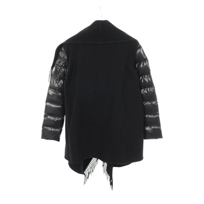 Moncler Down Jacket Mantella Poncho Cape Contrast Black Wool Nylon — view 2