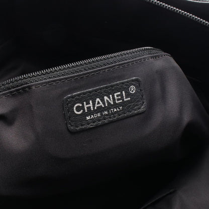Chanel Tote Paris Biarritz MM Black Canvas Leather MM — view 4