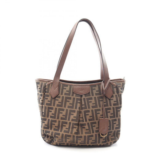 Fendi Tote Zucca Black Brown Canvas Leather