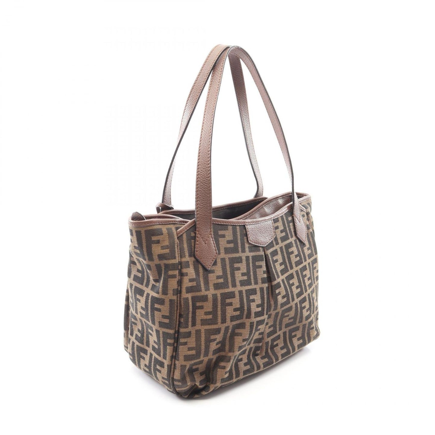 Fendi Tote Zucca Black Brown Canvas Leather — view 2