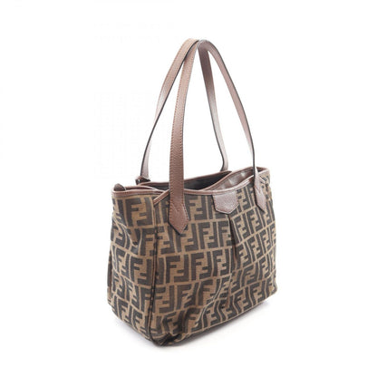Fendi Tote Zucca Black Brown Canvas Leather — view 2