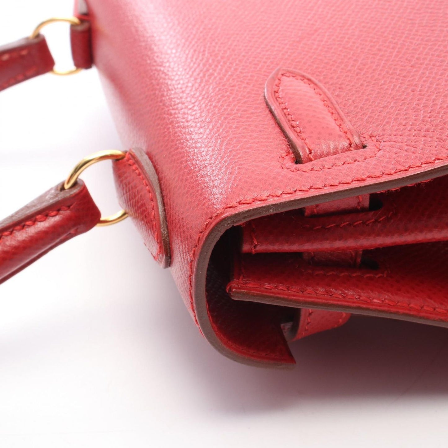 Hermes Handbag Mini Sellier 2-Way Rouge Vif Leather Mini Kelly — view 9