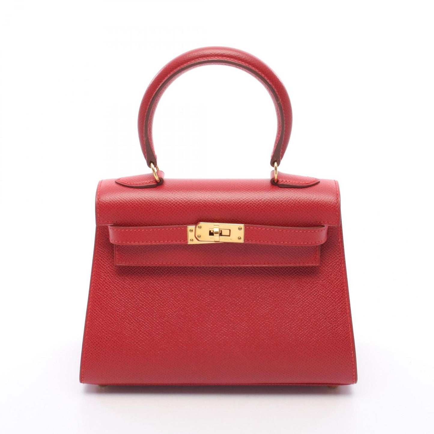 Hermes Handbag Mini Sellier 2-Way Rouge Vif Leather Mini Kelly