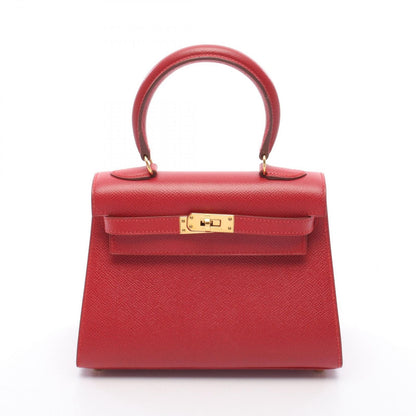 Hermes Handbag Mini Sellier 2-Way Rouge Vif Leather Mini Kelly